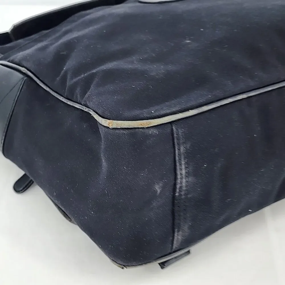 Coach RARE Vintage Leather Trim Buckle Black Messenger Bag Unisex